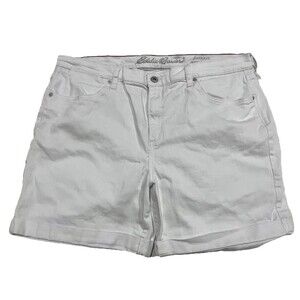 NWOT Eddie Bauer Midrise Boyfriend 5 Pocket Short White Denim Sz 14 Inseam 6 In